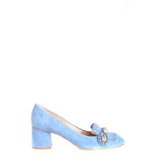 Ninalilou Suede Embellished Bow Heels Women light blue